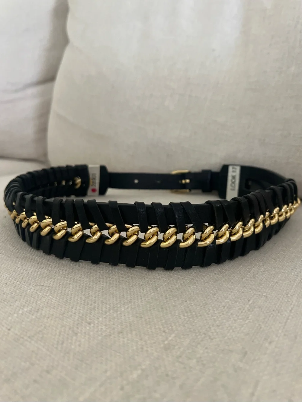 Gold Chain & Italian Leather Vintage Belt - Oscar de la Renta Runway Sample XS